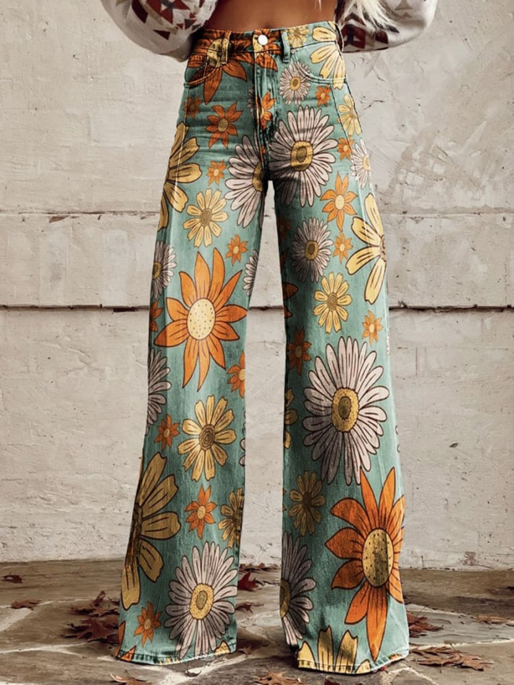 Katherine™ | Vintage floral wide-leg pants